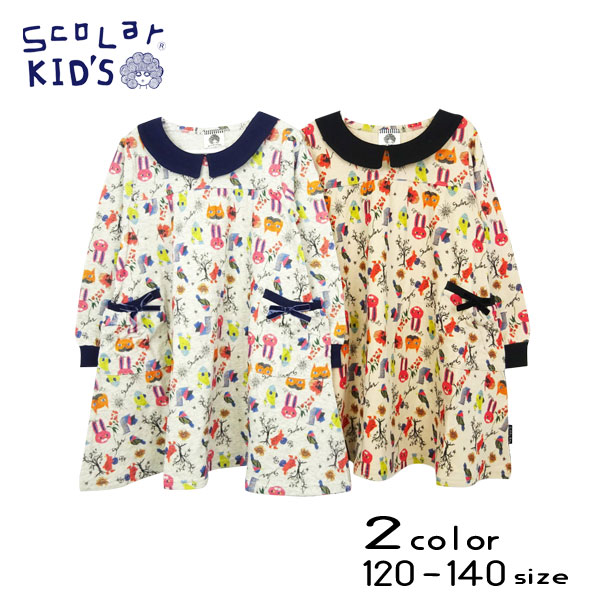 ScoLar(スカラー)総柄プリント衿付きワンピース【メール便